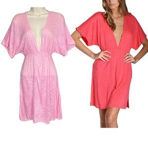 Vitamin A Paradise Plunge Tunic PINK Shantung SIZE S NWT‎